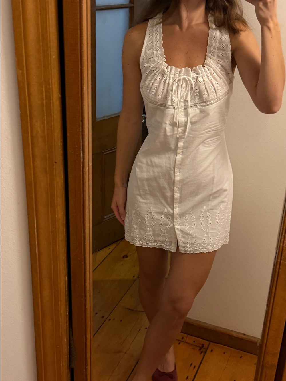 With Jean Jacquie Eyelet White Mini Dress